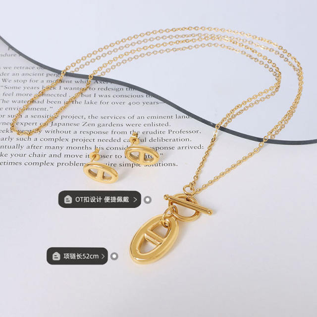 18KG classic toggle necklace earrings
