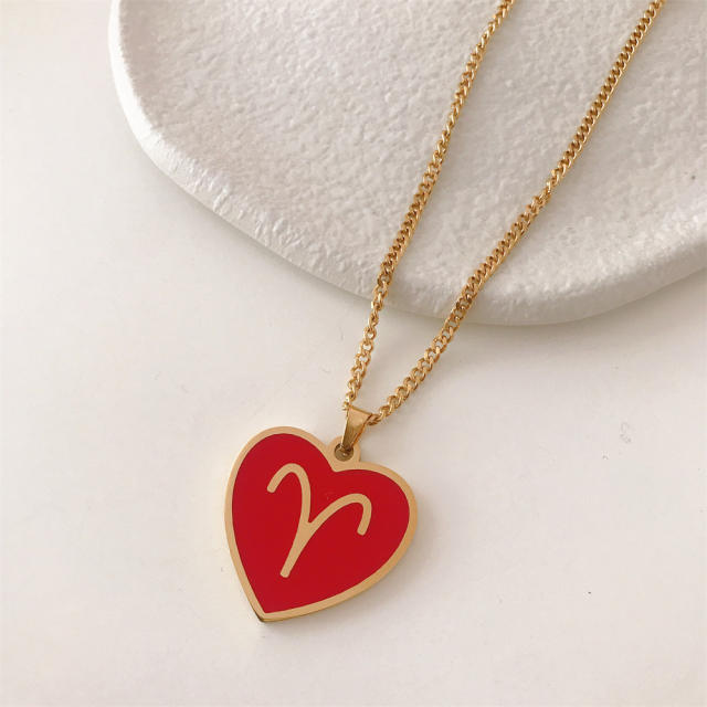 Colored heart zodiac pendant necklace