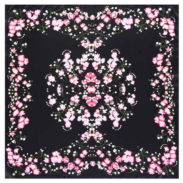 55cm korean fashion floral satin square scarves