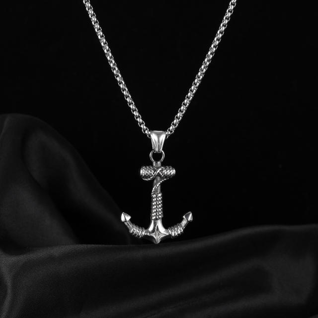 Vintage anchor pendant necklace for men