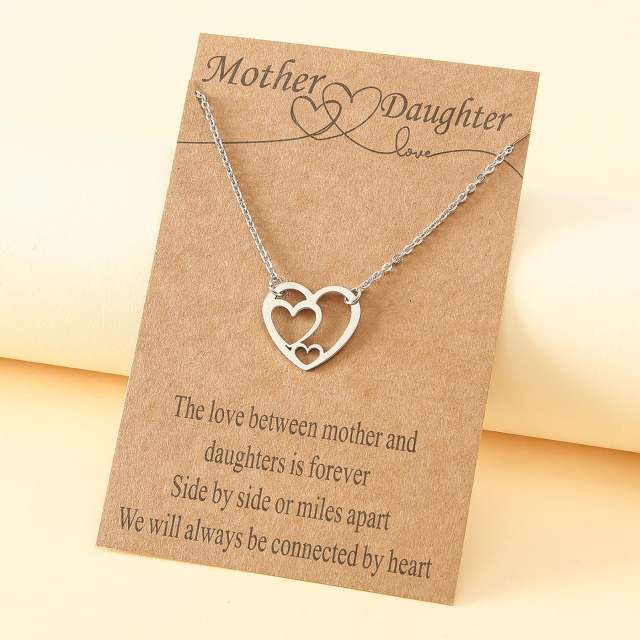 Hollow heart mother and daughter necklace