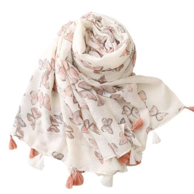 New butterfly printed yarn scarf