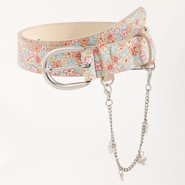 Creative metal butterfly chain bukle belt for women