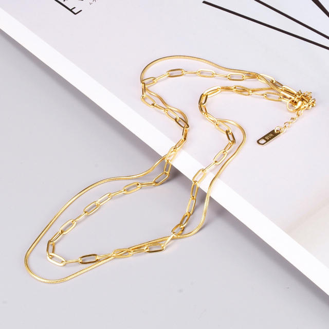 18KG stainless steel paperclip chain snake chain necklace