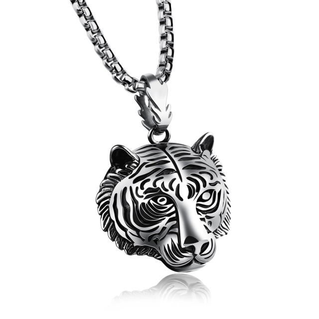 Hip hop tiger pendant stainless steel necklace
