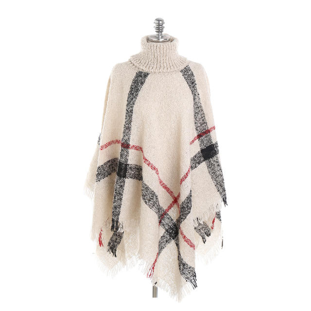 Occident fashion plaid pattern faux cashmere shawl