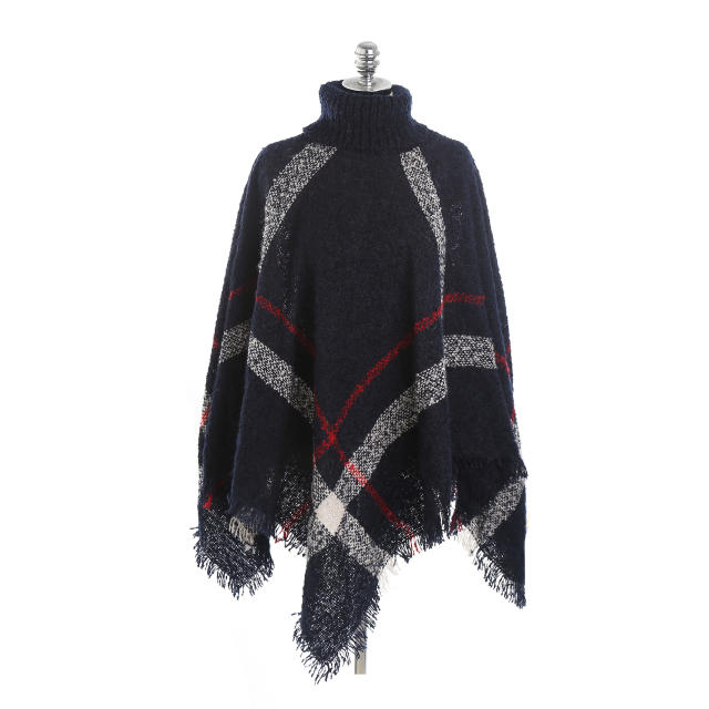 Occident fashion plaid pattern faux cashmere shawl