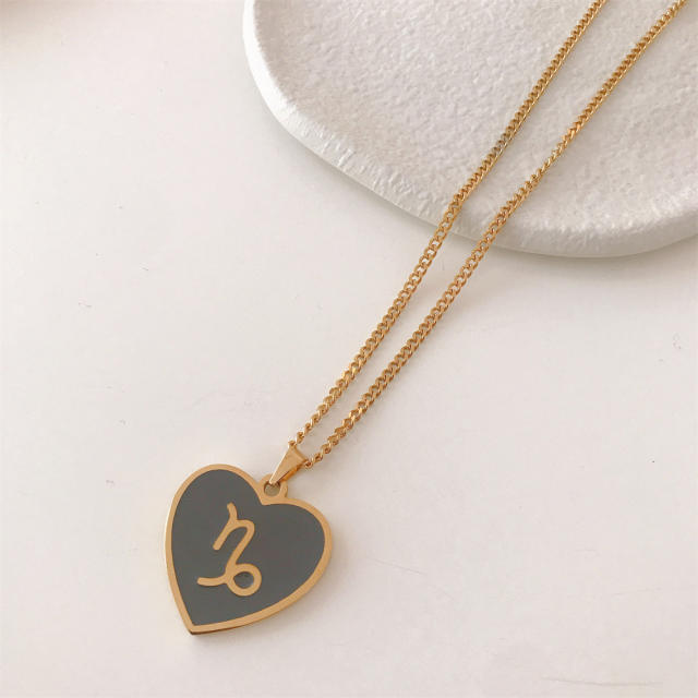 Colored heart zodiac pendant necklace