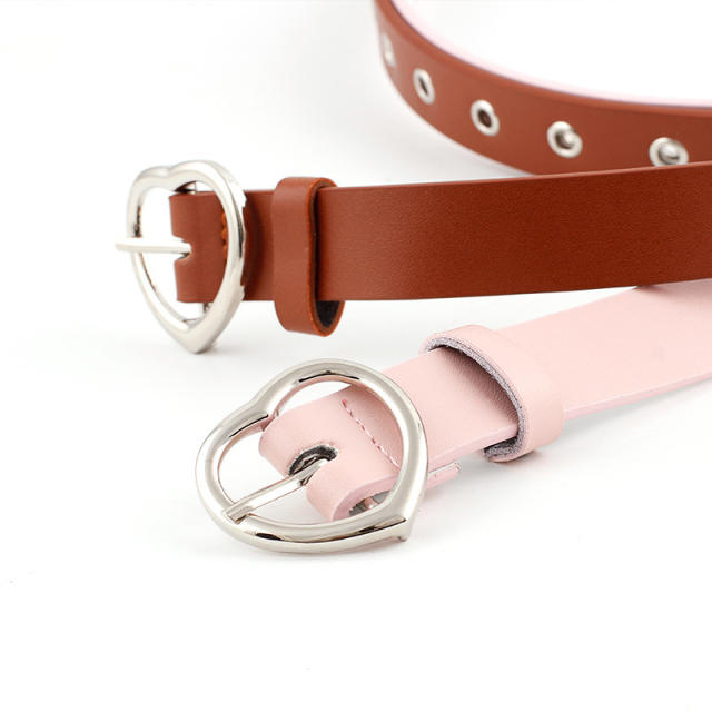 Heart shaped belt buckle popular color PU belt