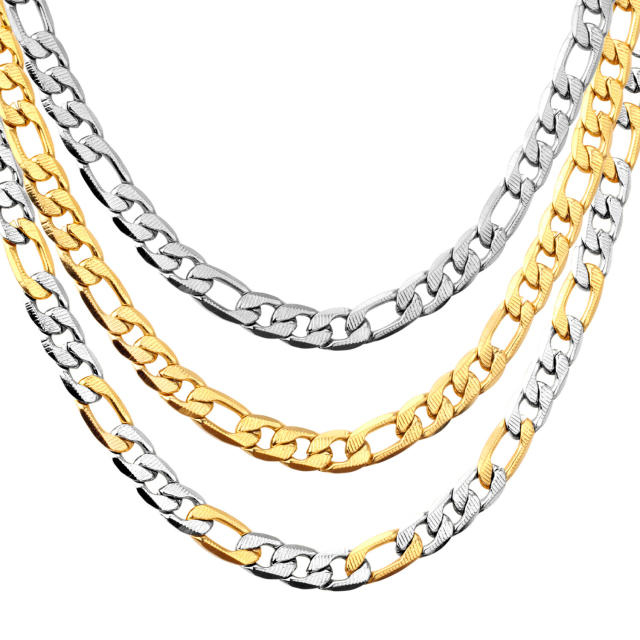 HIPHOP stainless steel figaro chain necklace for men