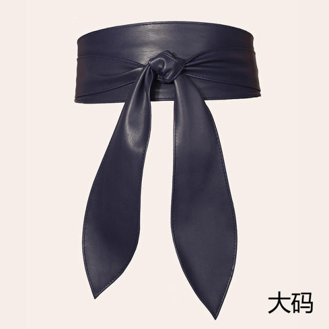Elegant pu leather plain color obi belts
