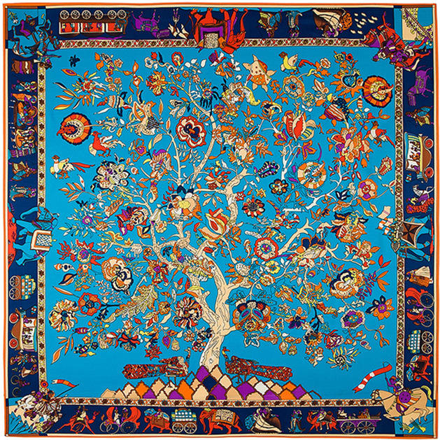 130cm satin the tree of life pattern square scarves