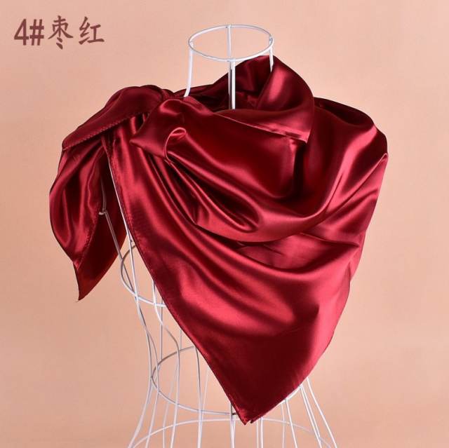 90cm plain color satin square scarf