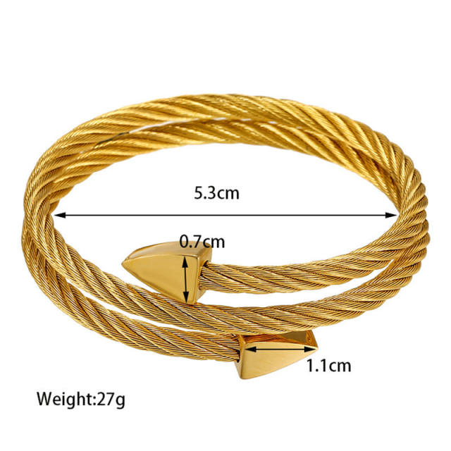 Braided wireline stainless steel triangle bangle