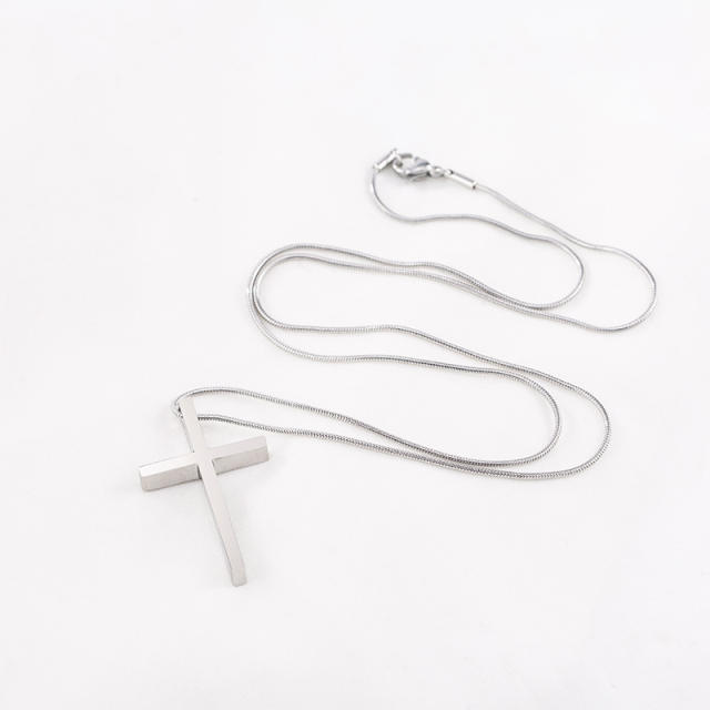 Classic cross pendant snake chain necklace