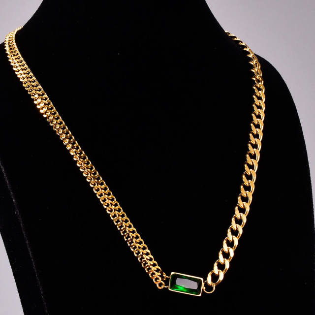 Emerald 18KG stainless steel choker necklace