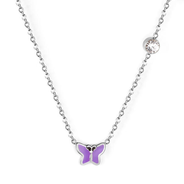 Cute tiny butterfly stainless steel choker necklace