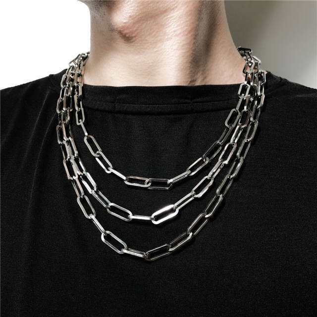 Stainless steel paperclip chain necklace for men