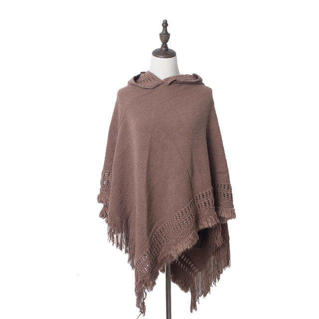 Winter knitted plain color shawl scarf for women