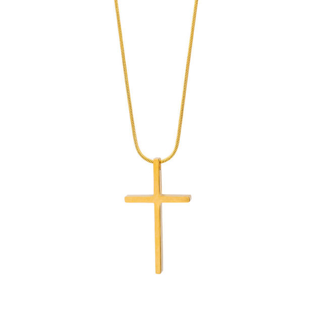 Classic cross pendant snake chain necklace