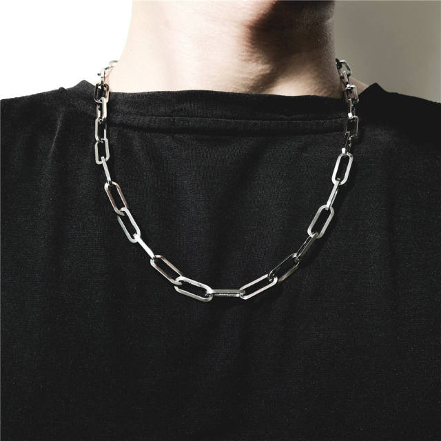 Stainless steel paperclip chain necklace for men