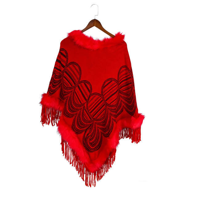 Amzon hot sale autumn winter design faux cashmere tassel shawl