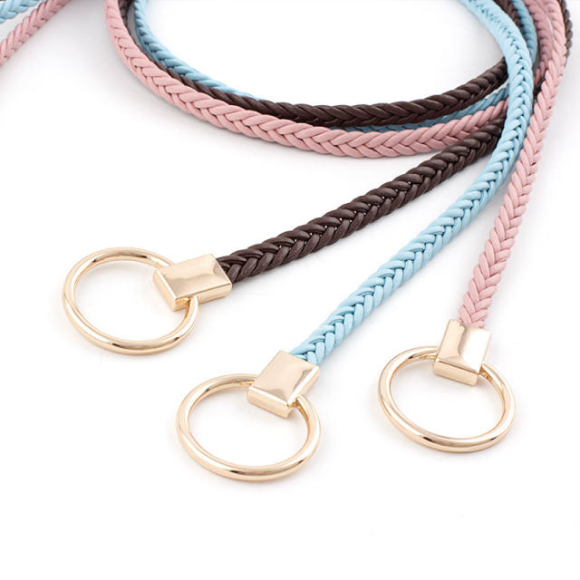 Spring summer braided skinny knot belt