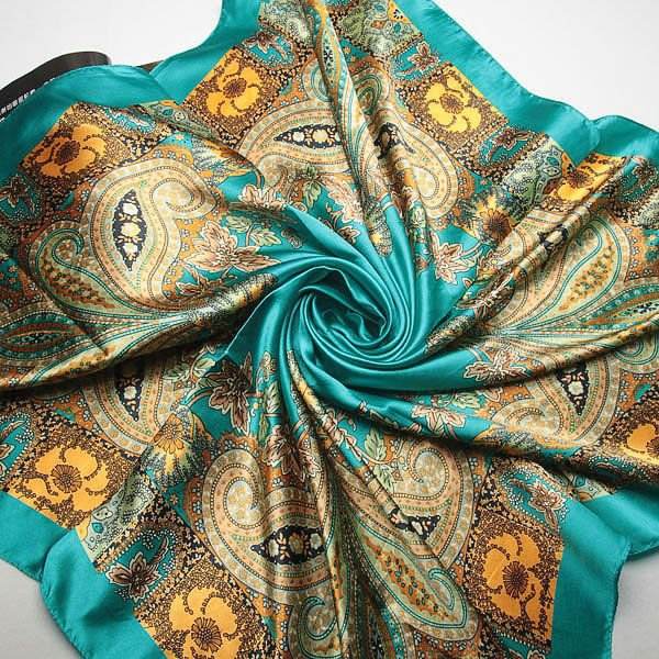 90cm satin color printing square scarf