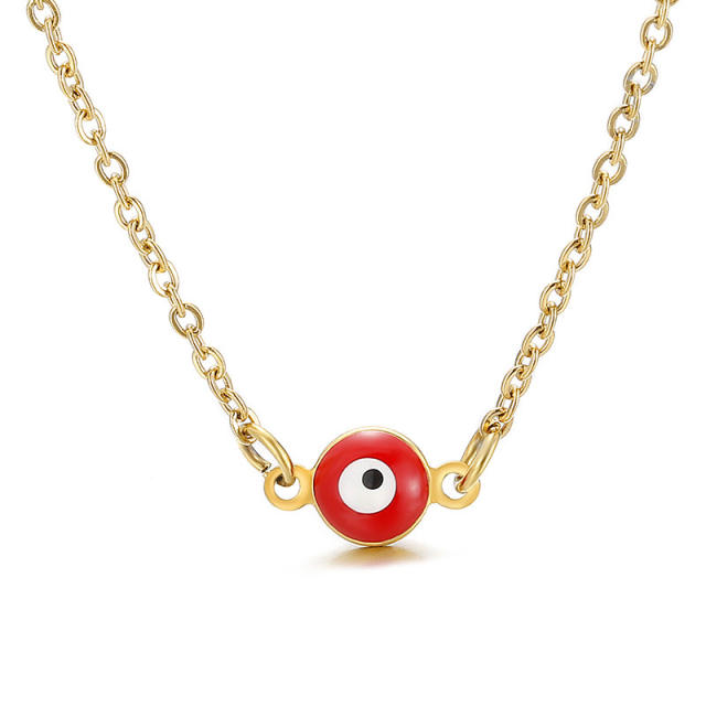 Tiny evil eye stainless steel choker necklace