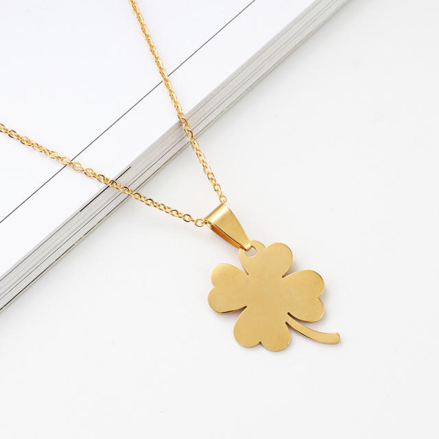 Clover star rose weekly pendant stainless steel necklace set