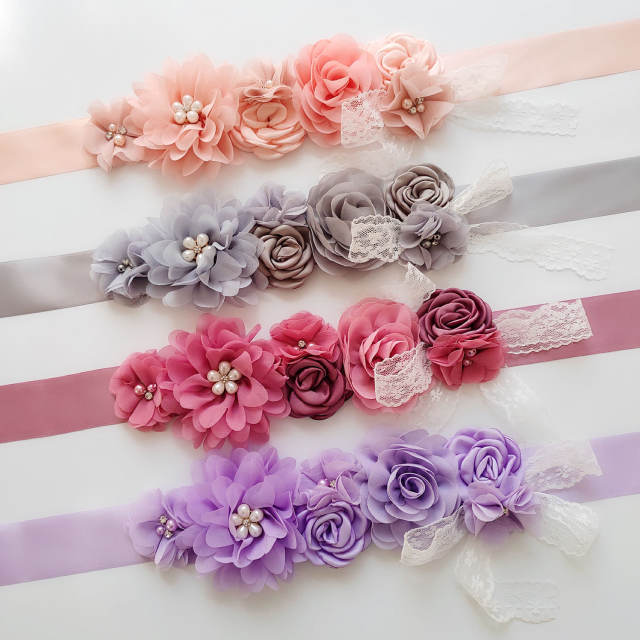 Creative lace rose flower bride dress belt