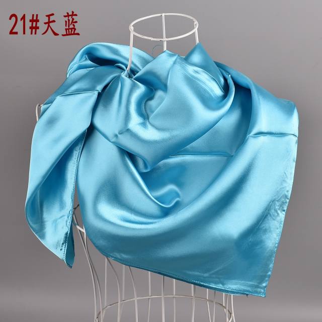 90cm plain color satin square scarf