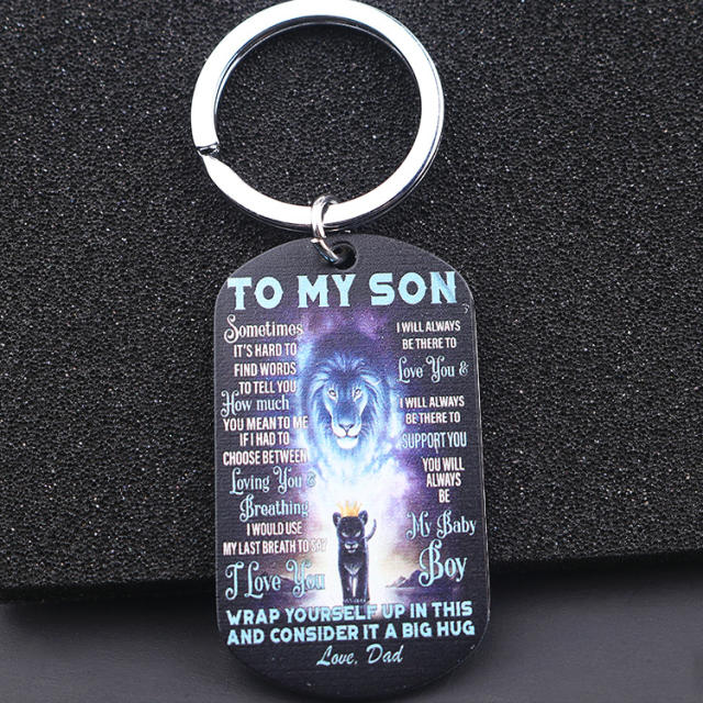 TO MY SUN printing lion dog tag necklace keychain
