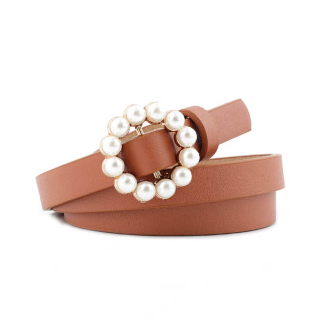 Round pearl bucklet belts