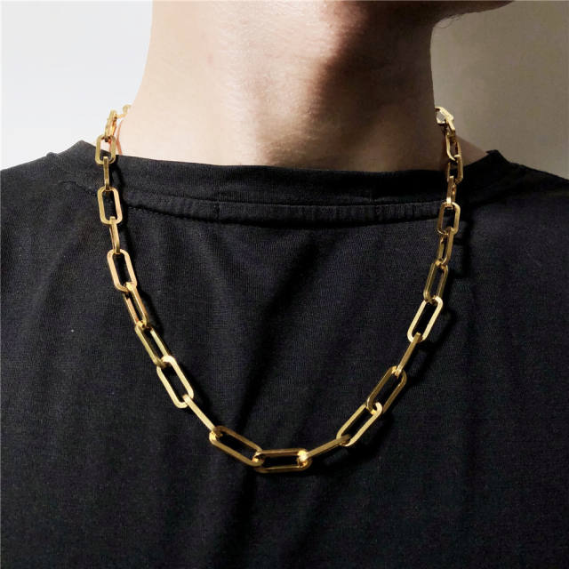 Stainless steel paperclip chain necklace for men