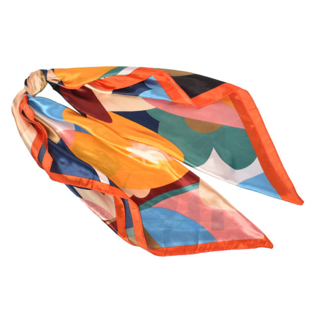 2022 summer flower pattern satin sqaure scarf