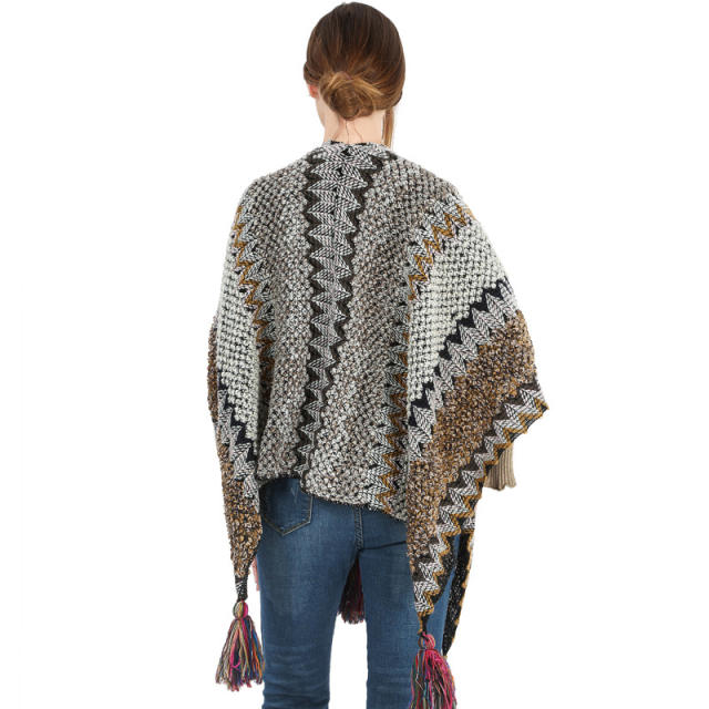 Winter autumn national pattern knitted shawl scarf