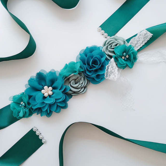 Creative lace rose flower bride dress belt