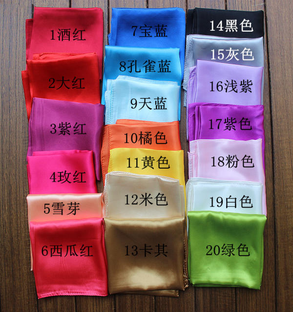 60cm plain color satin square scarves