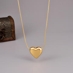 Korean fashion heart pendant snake chain stainless steel necklace