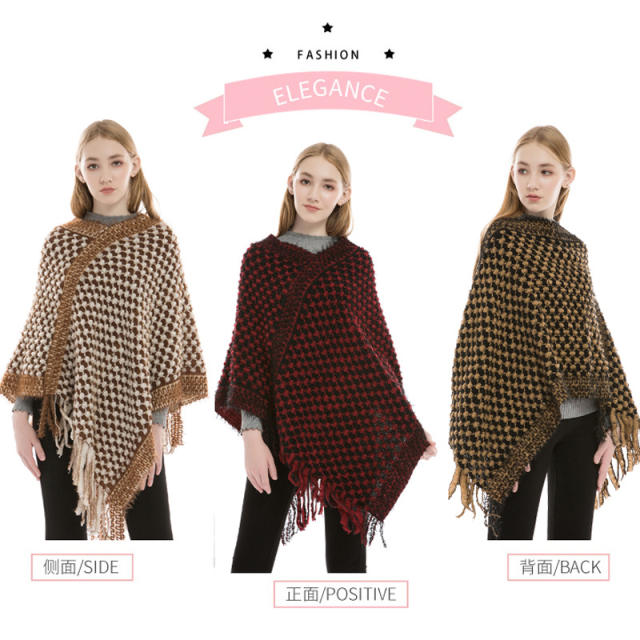 Color matching hot sale knitted shawl for women