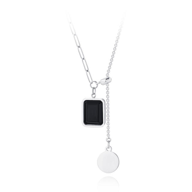 Black square zircon necklace