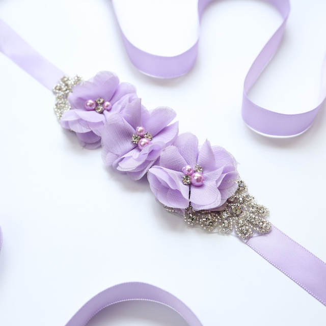 Wedding dress Bridesmaid dress flower belt