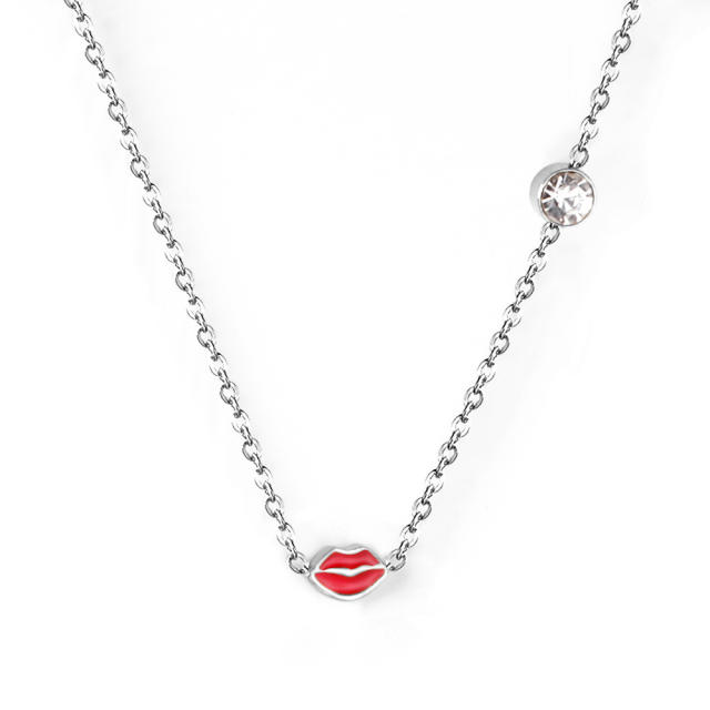 Sexy lips stainless steel choker necklace