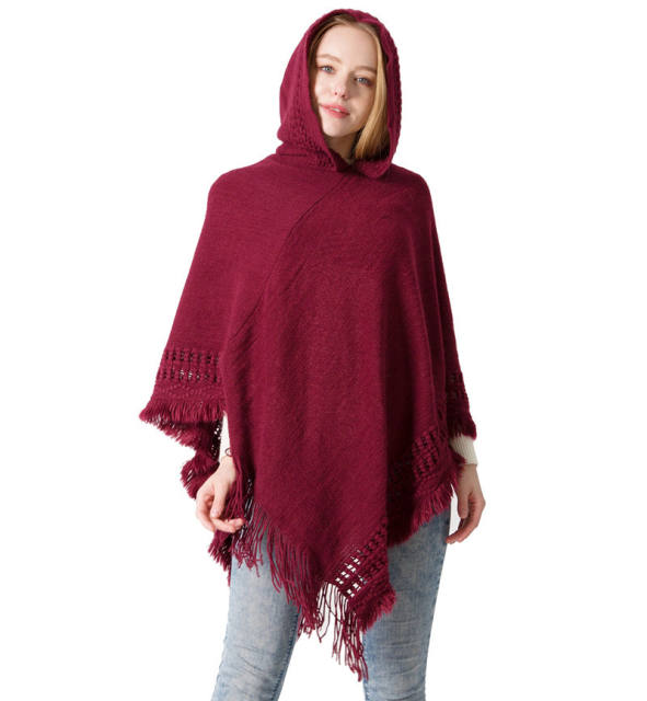 Winter knitted plain color shawl scarf for women