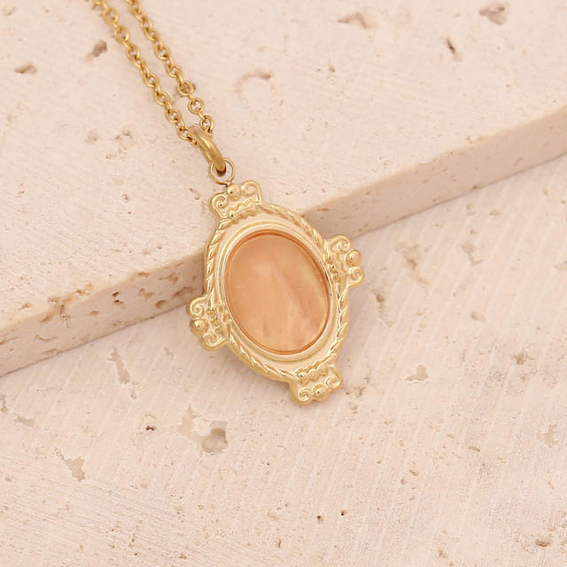 Vintage natural stone personality pendant necklace