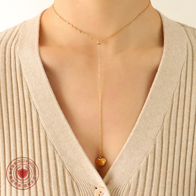 Lariat heart pendant necklace
