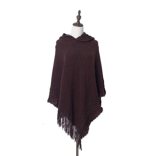 Winter knitted plain color shawl scarf for women