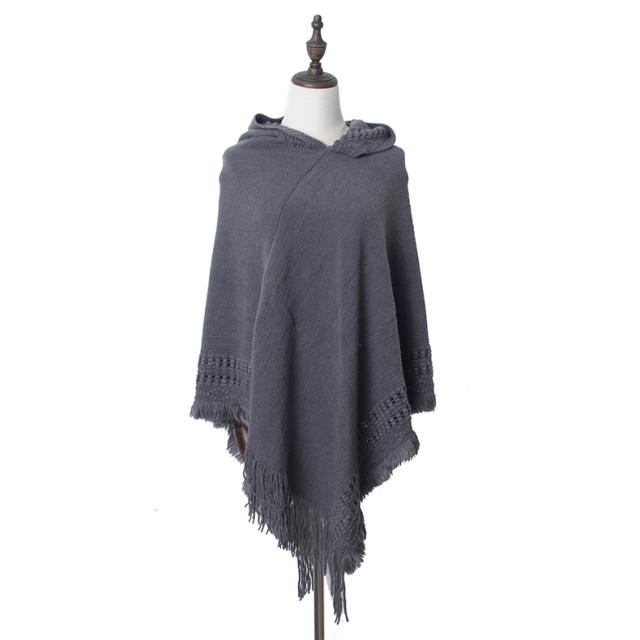 Winter knitted plain color shawl scarf for women