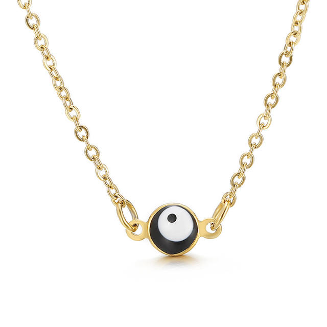 Tiny evil eye stainless steel choker necklace